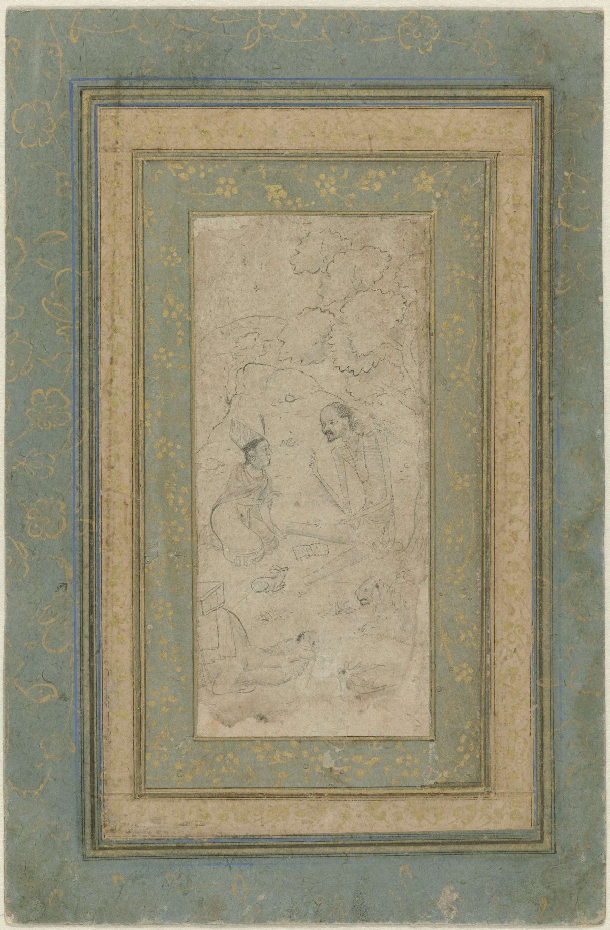 Laila and Majnun in the wilderness, anonymous, 1610 - 1630