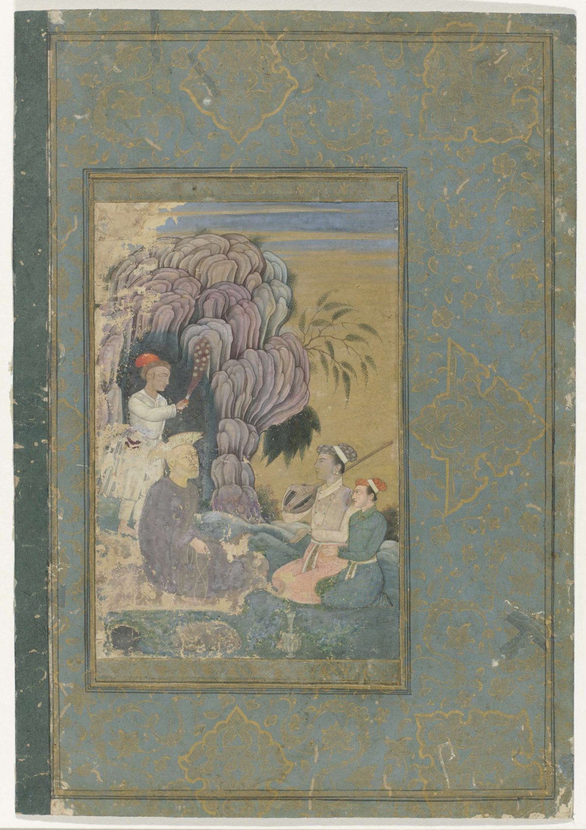 Courtiers visiting a hermit, anonymous, 1690 - 1699