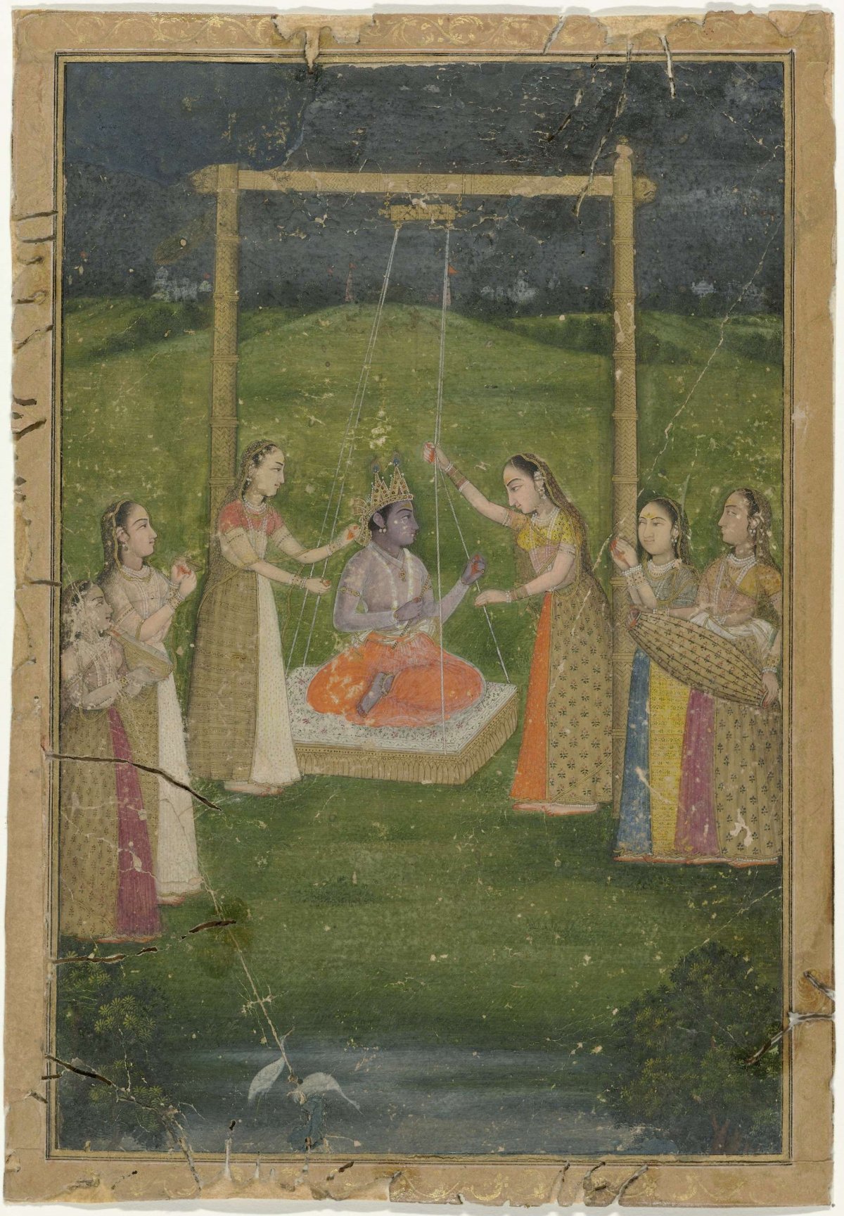 Krishna on a swing, anonymous, 1750 - 1770