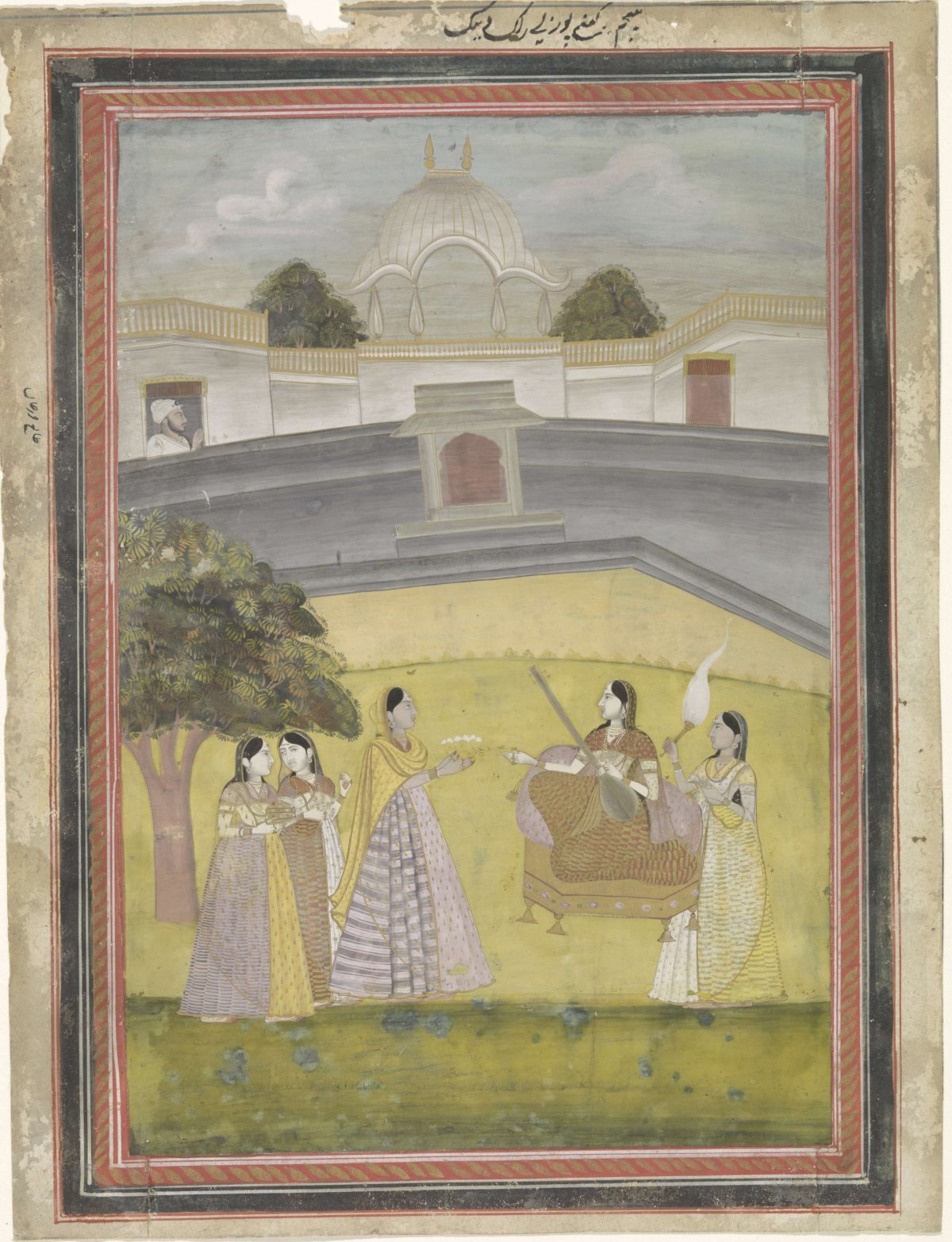Women in a garden in front of a palace, anonymous, 1770 - 1790