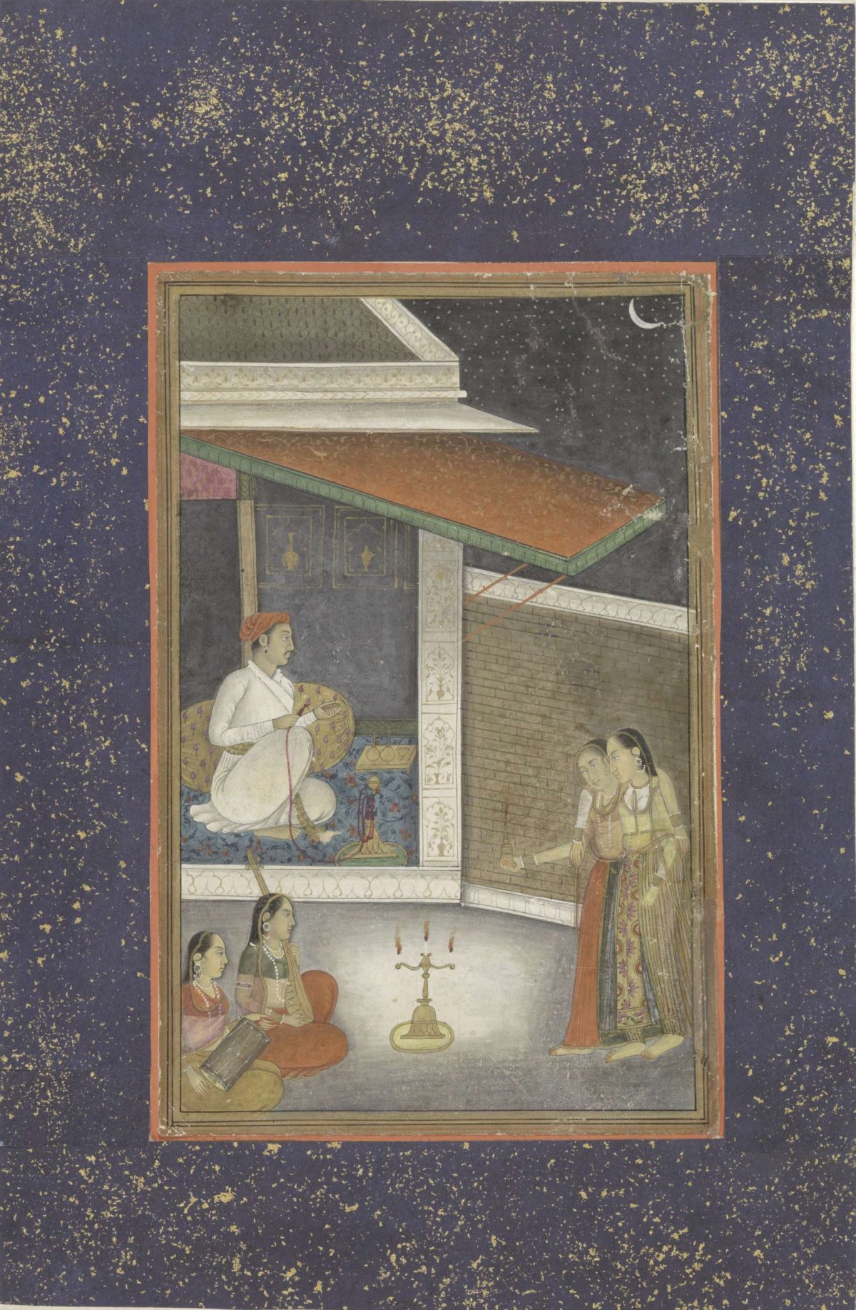Woman is led to her lover, Dipak raga, anonymous, 1770 - 1790