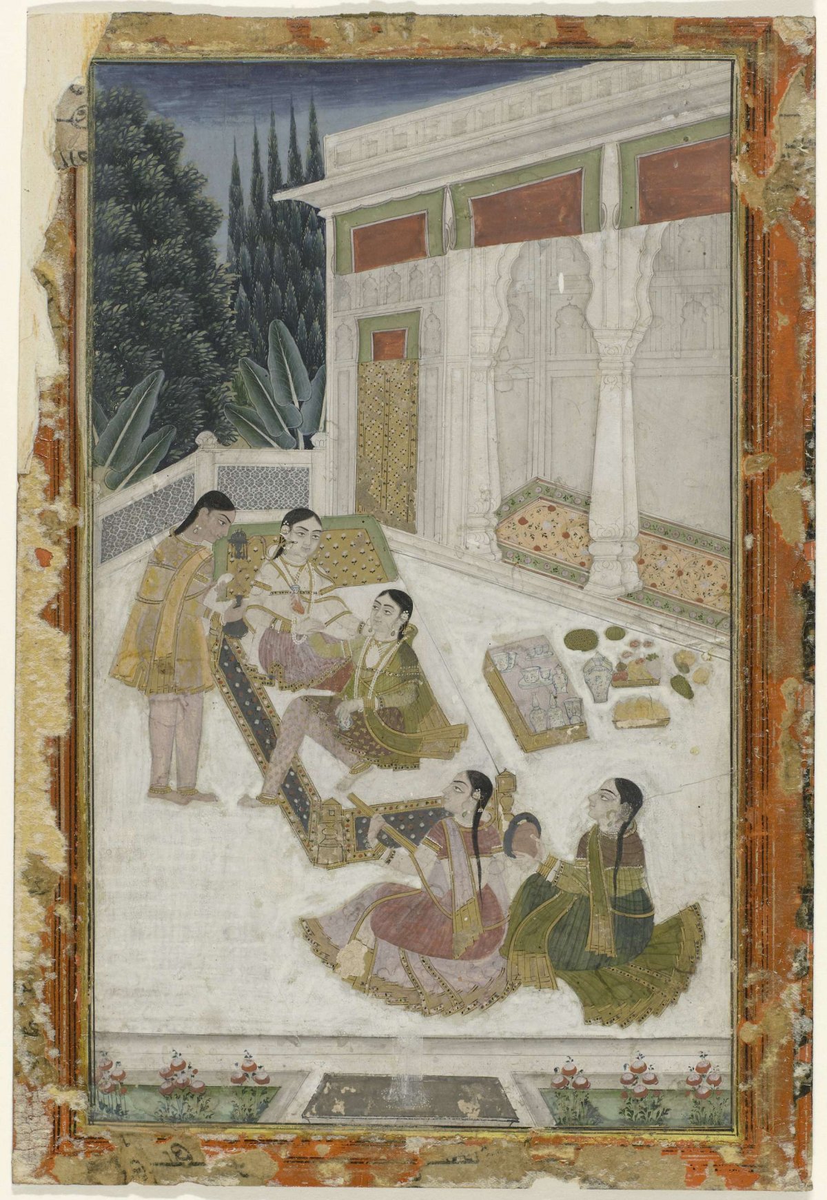 Ladies on a terrace, anonymous, 1740 - 1760