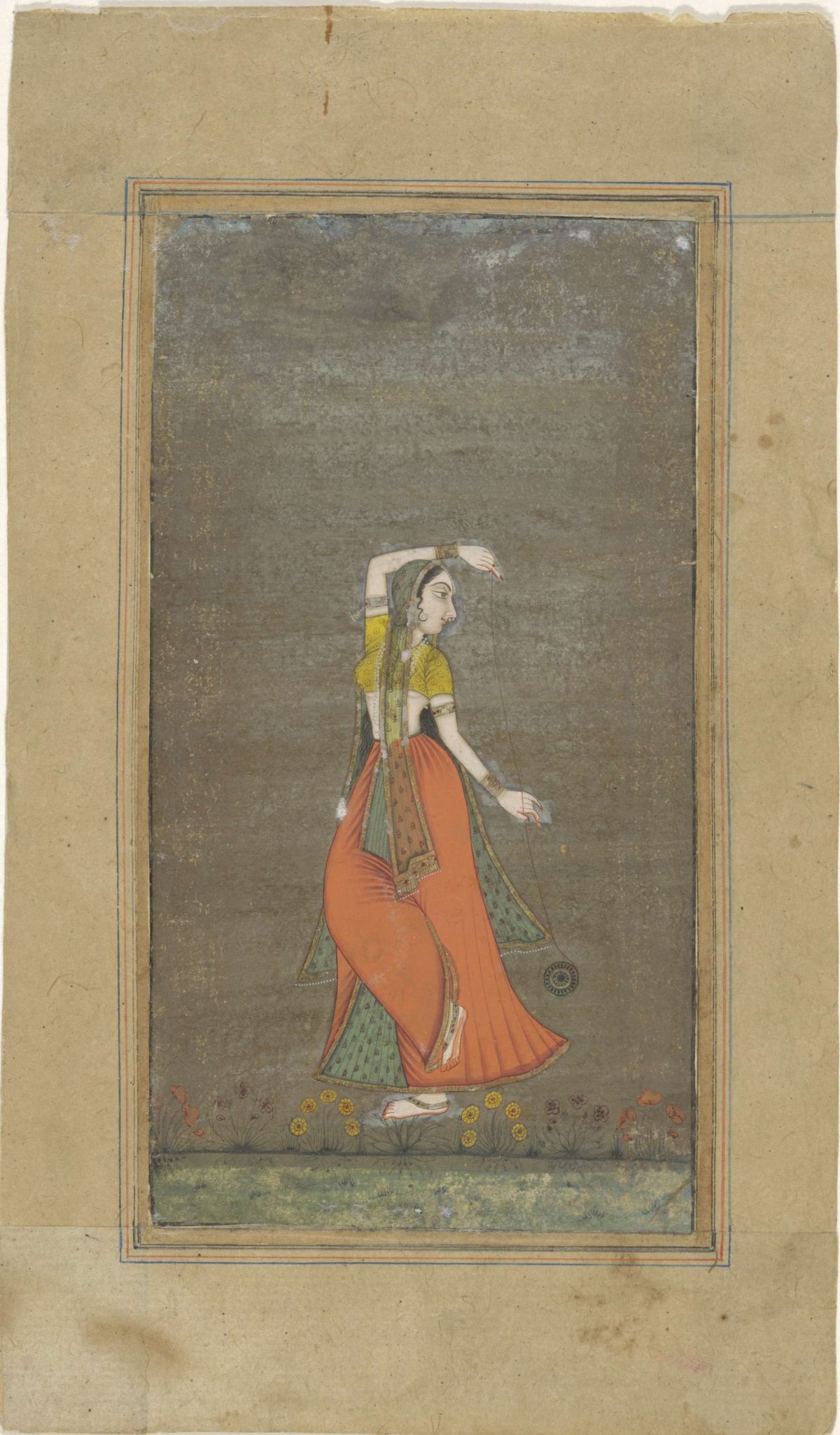 A woman playing with a yo-yo, anonymous, 1680 - 1699