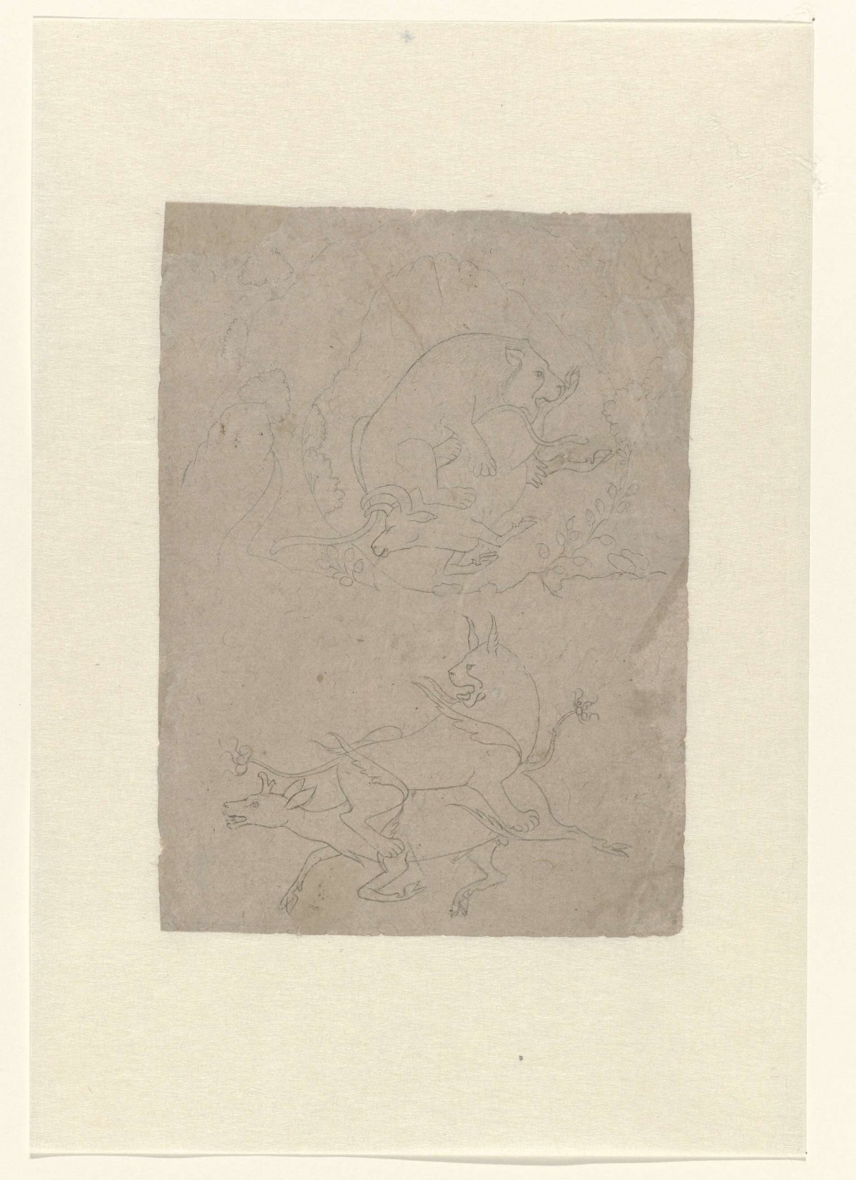 Vechtende dieren, anonymous, c. 1700