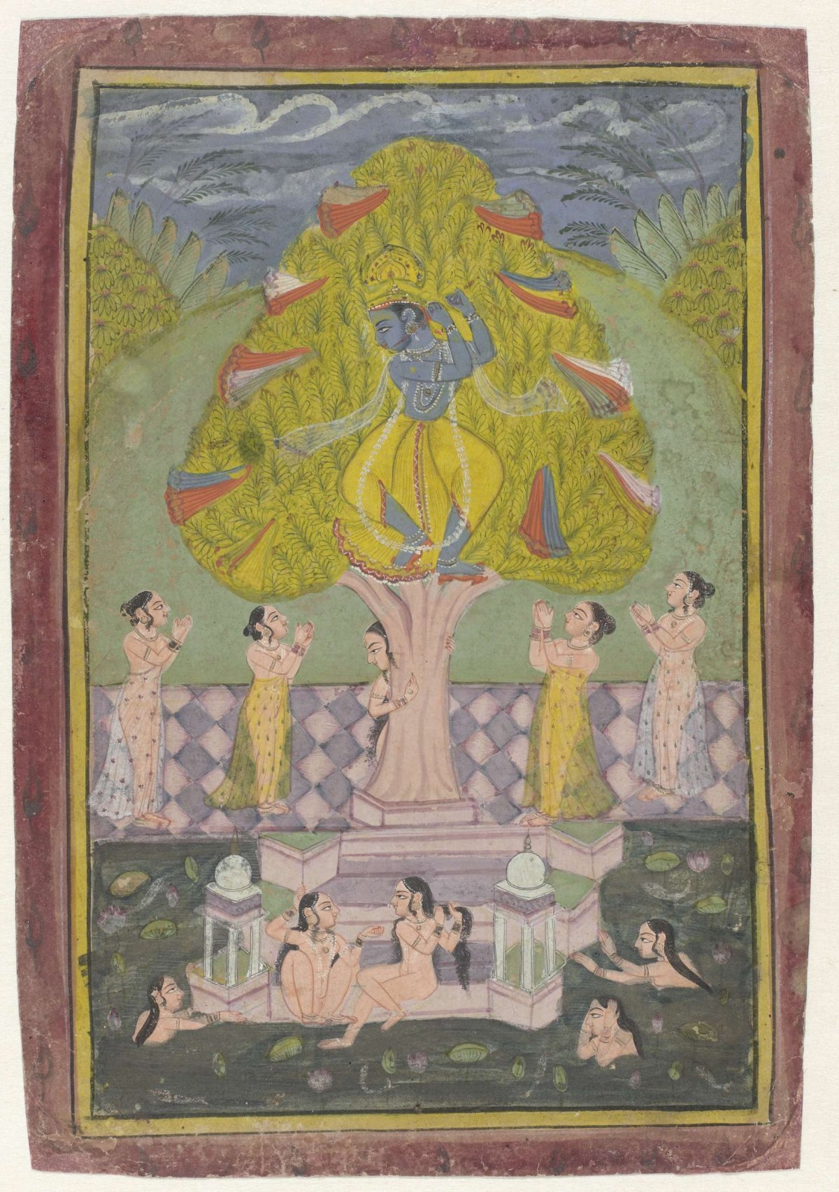 Krishna Stealing the Clothes of Gopis, anonymous, c. 1780
