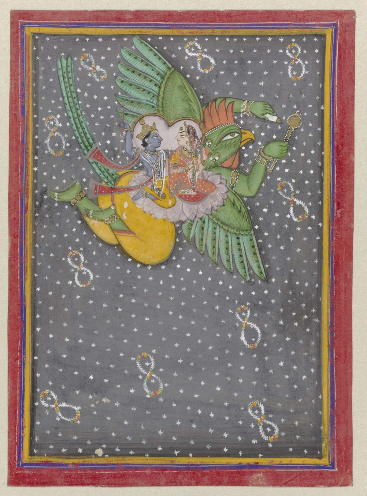Vishnu and Lakshmi on the bird Garuda, anonymous, c. 1800