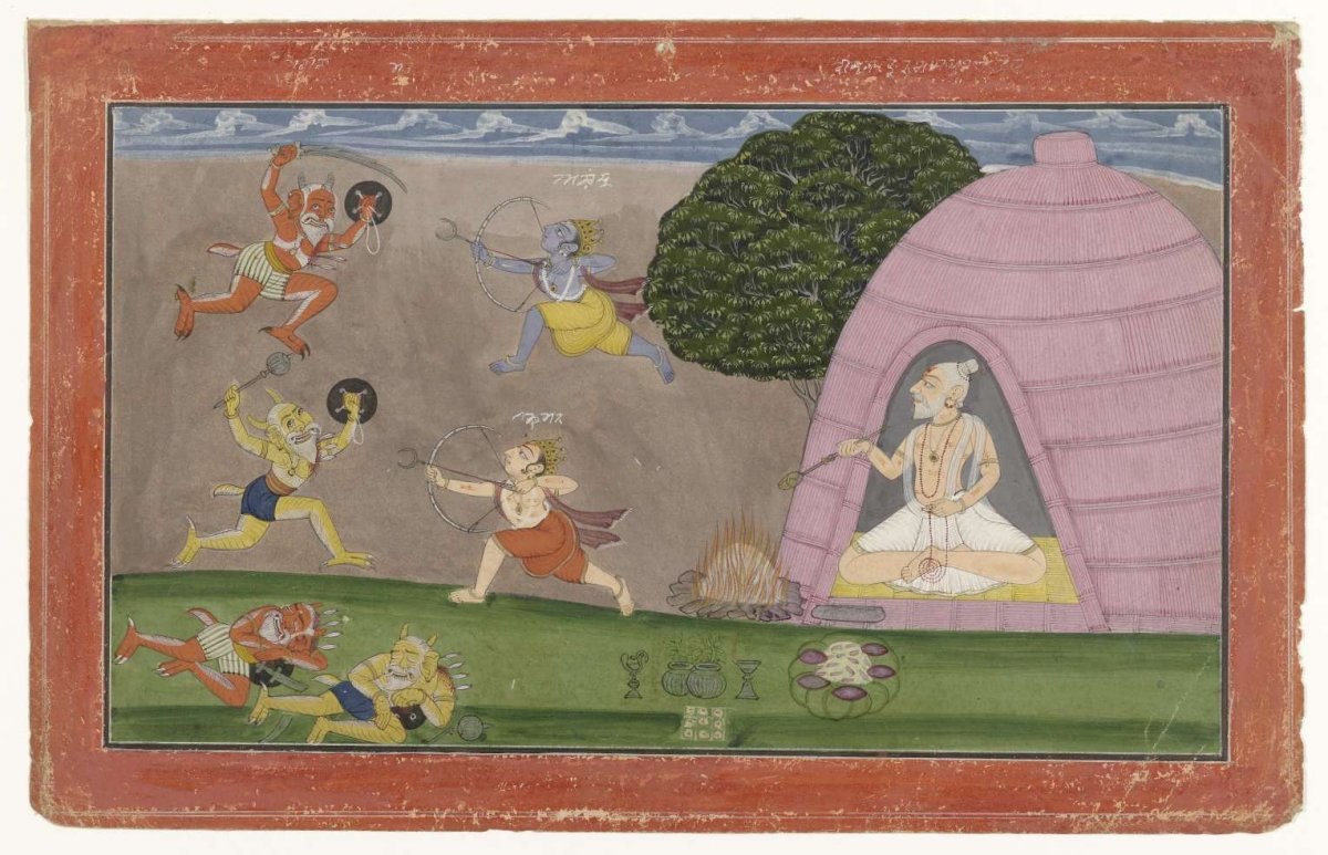 Rama and Lakshmana battle the demons Maricha and Suvahu, anonymous, c. 1750 - c. 1775
