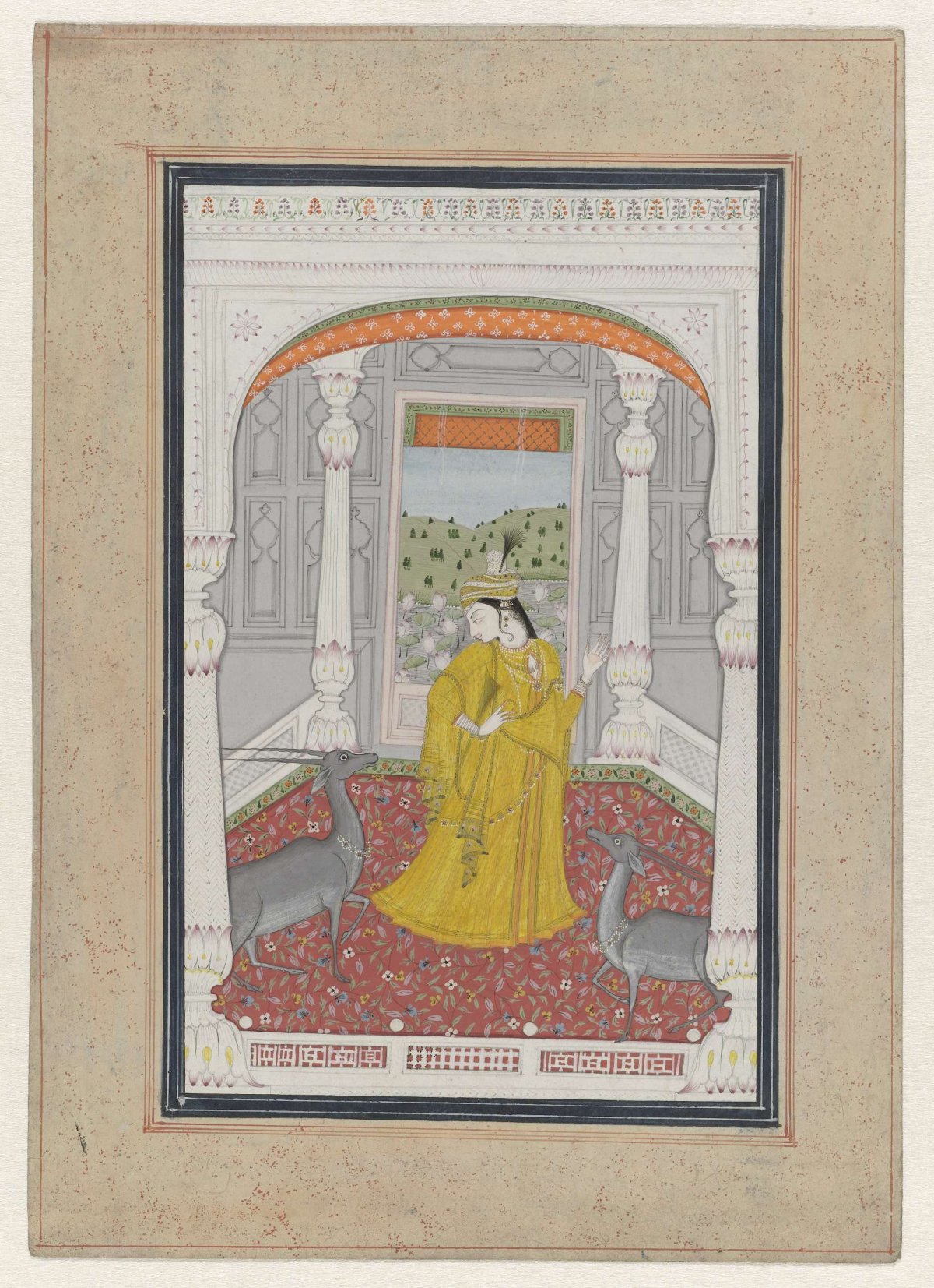 Lady with two deer, anonymous, 1810