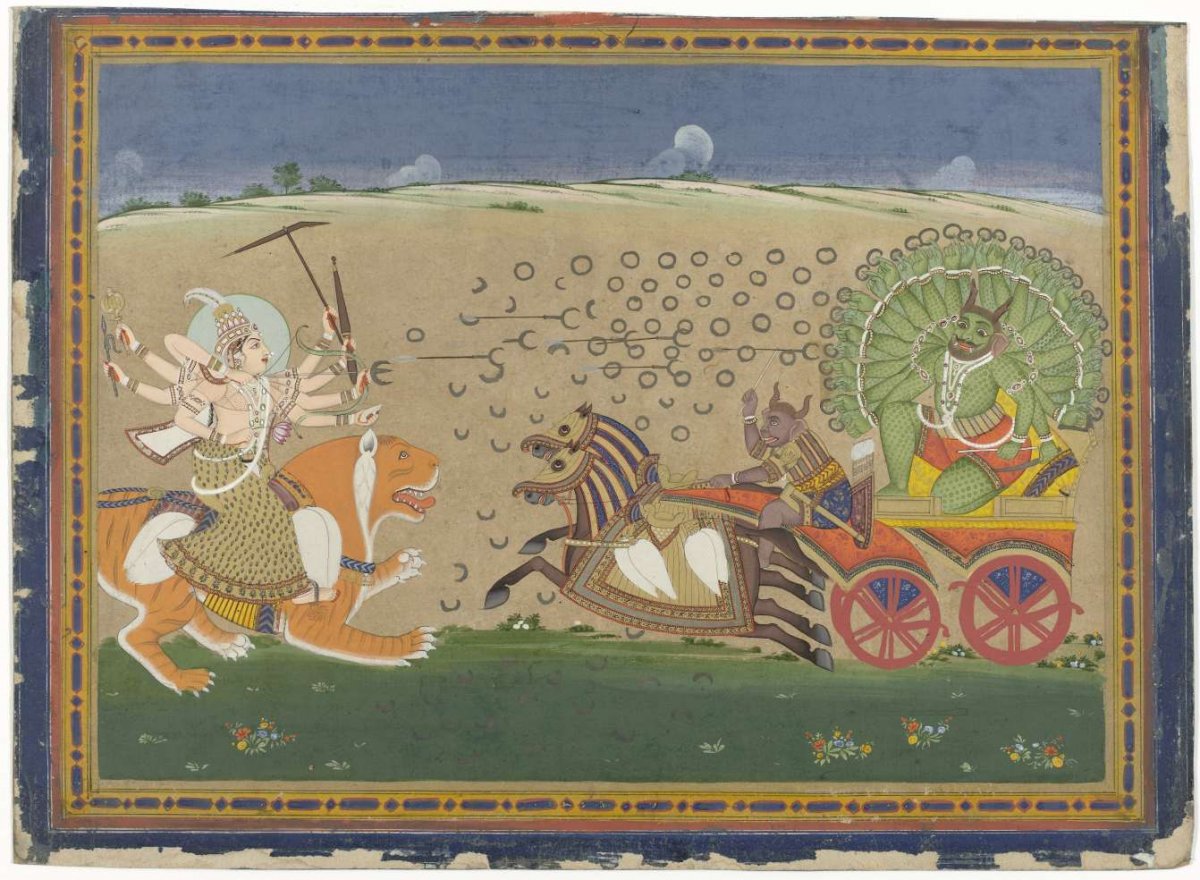 Fight between Durga and Nishumbha, anonymous, 1770 - 1790