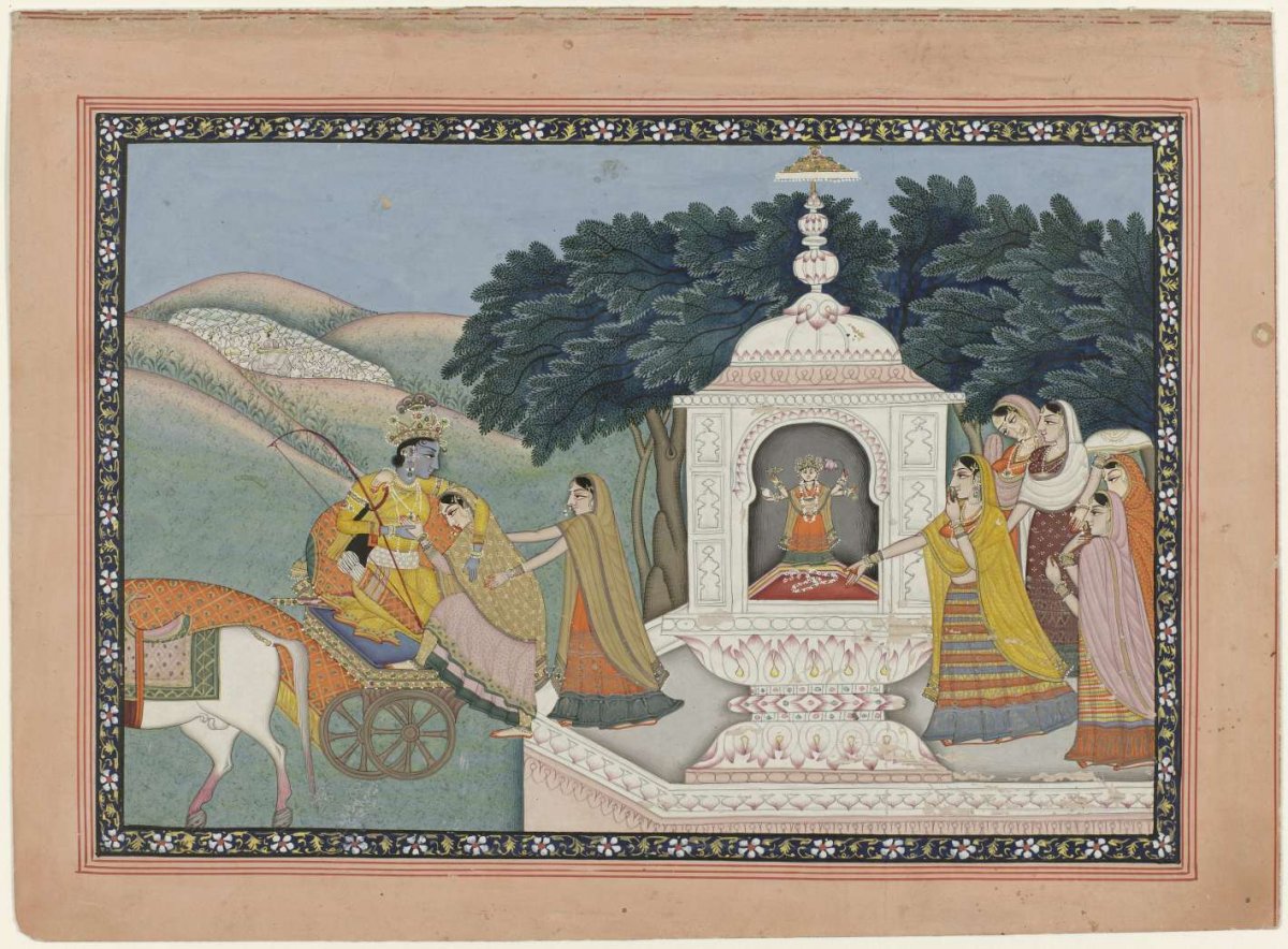 The abduction of Rukmini by Krishna, anonymous, 1830 - 1850