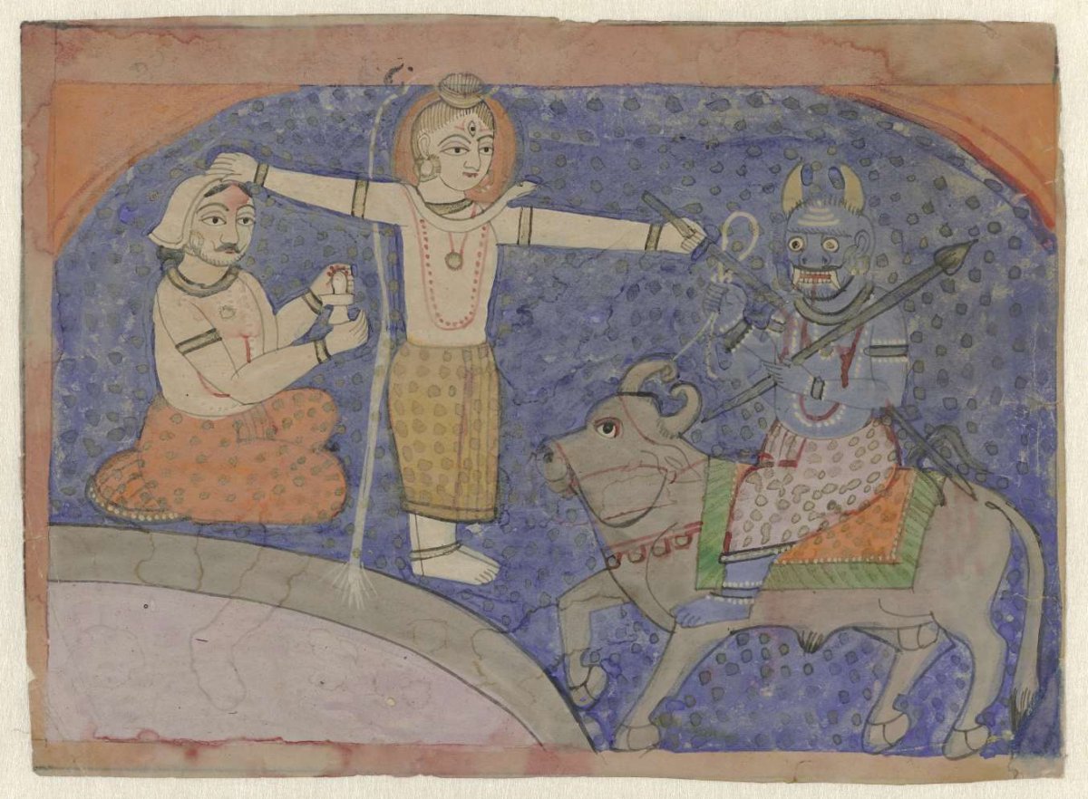 Shiva kills Yama with his trident, anonymous, 1810 - 1830