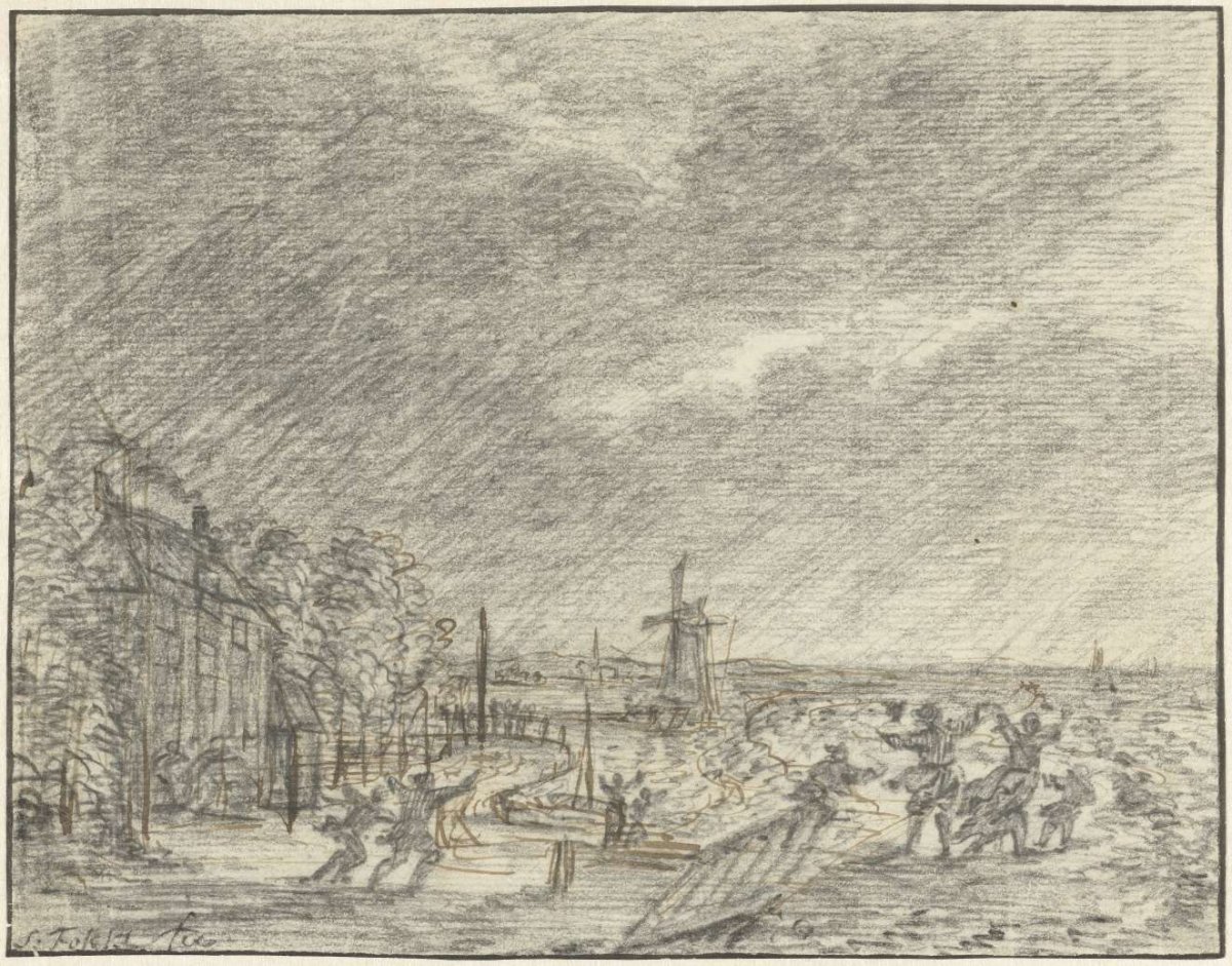 Heavy storm and flooding at Halfweg, Nov. 15, 1775, Simon Fokke, 1775