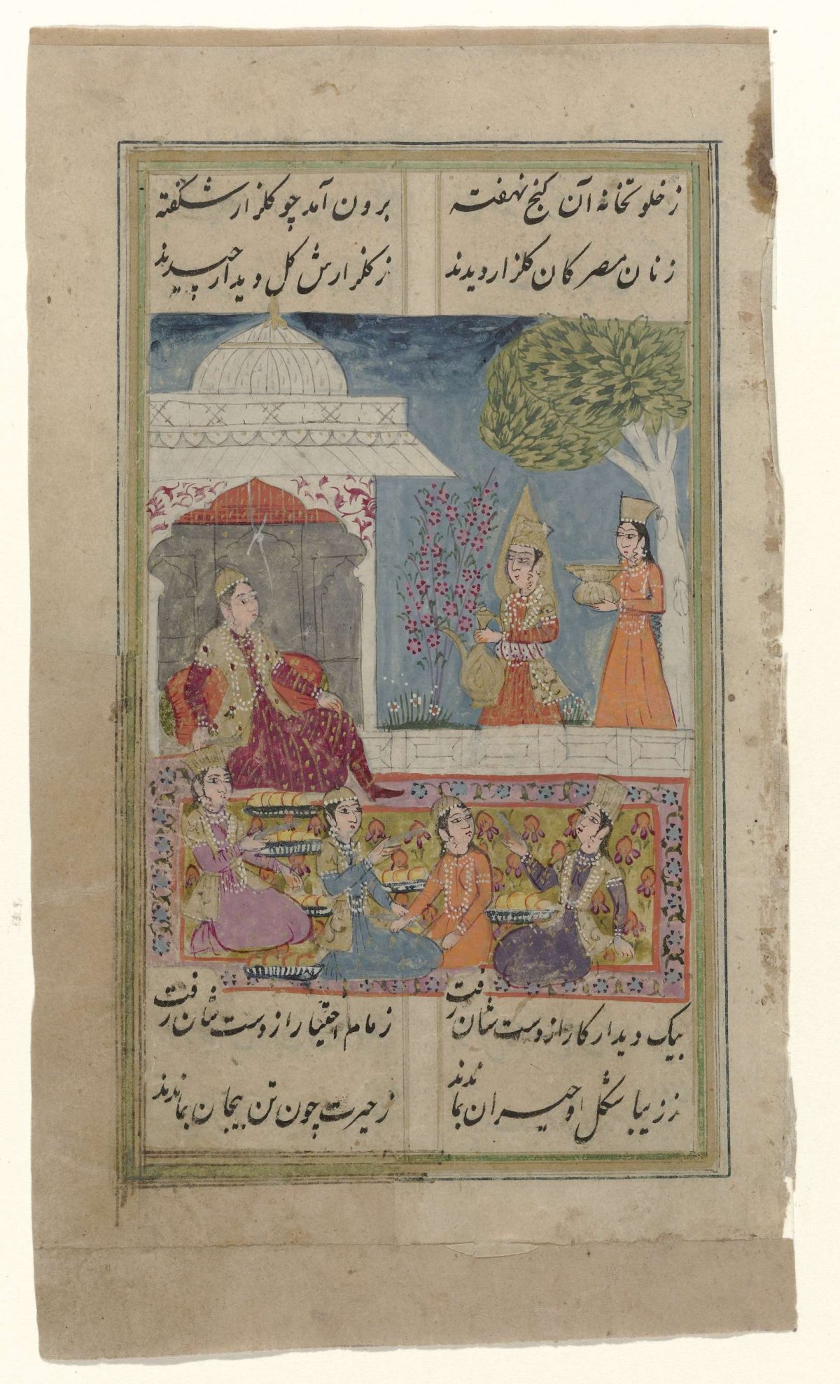 Prince in a pavilion being handed scales, anonymous, 1790 - 1810