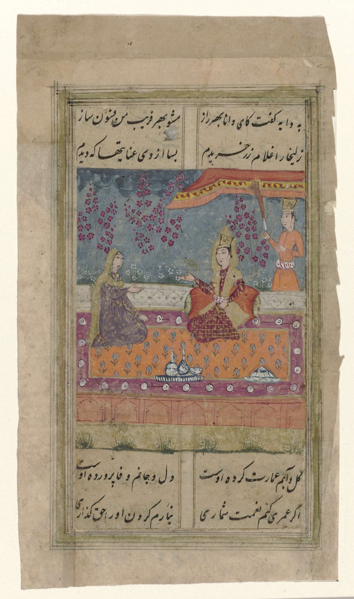 Prince under a canopy in conversation with a young woman, anonymous, 1790 - 1810
