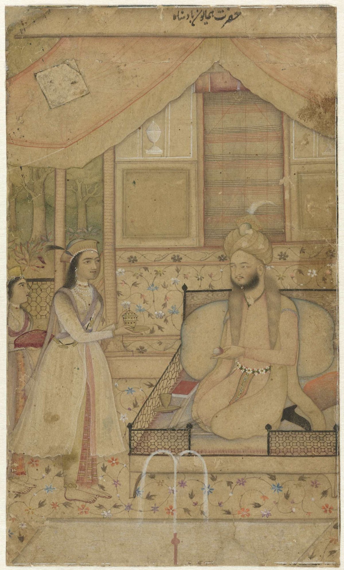 Prince with two servants, anonymous, 1670 - 1690
