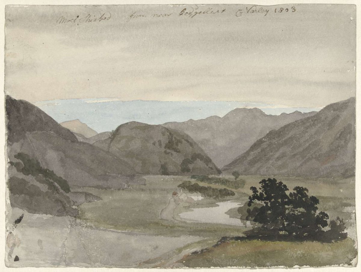 View of Moel Siabod from Beddgelert, North Wales, Cornelius Varley, 1803