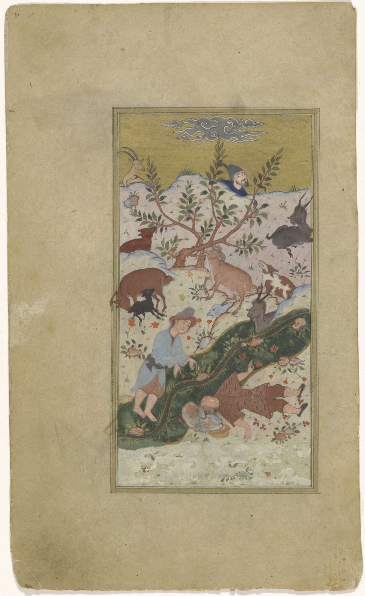 Two reclining figures in an arcadian landscape, anonymous, 1400 - 1699