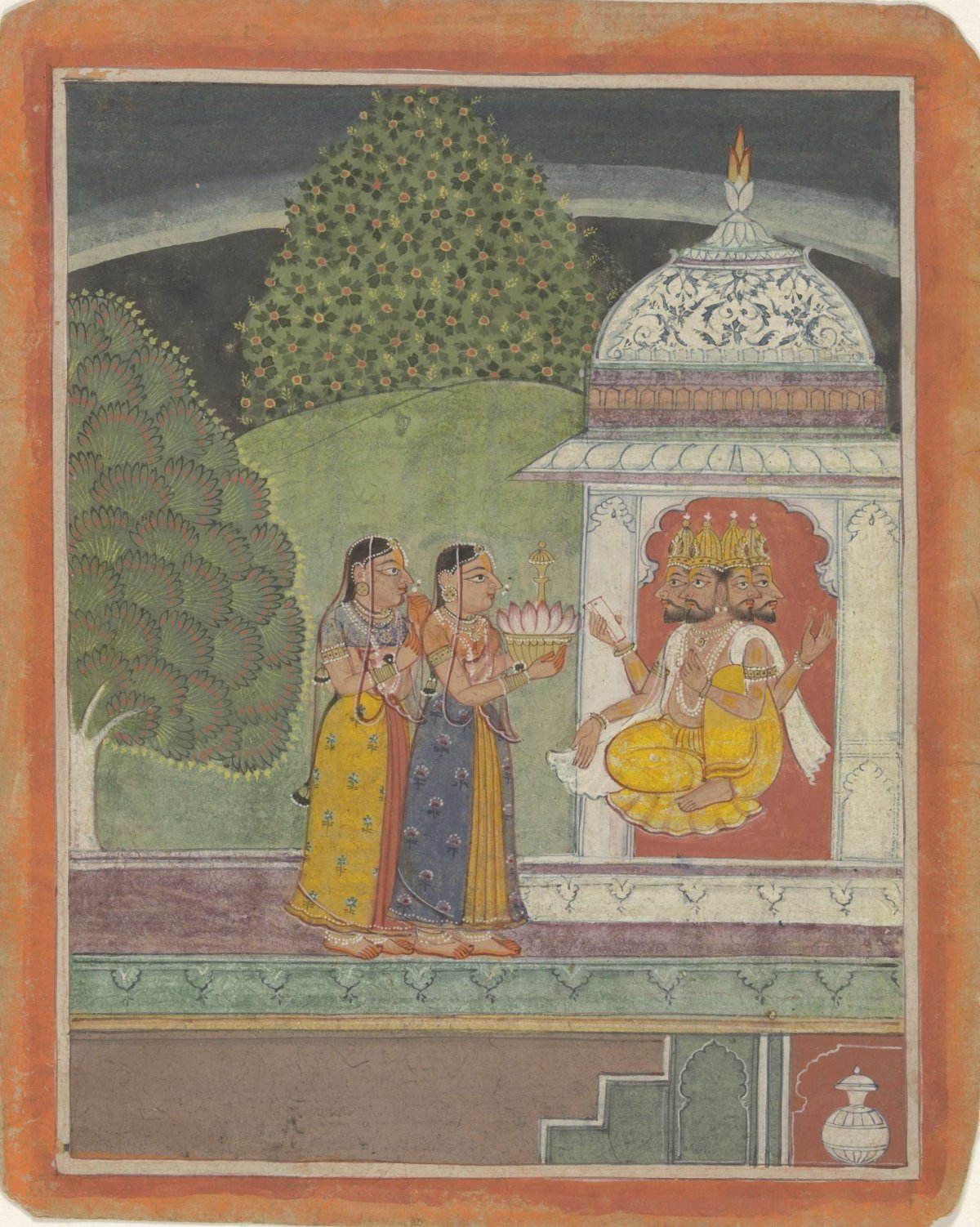 Khambavati ragini met God Brahma, anonymous, c. 1690