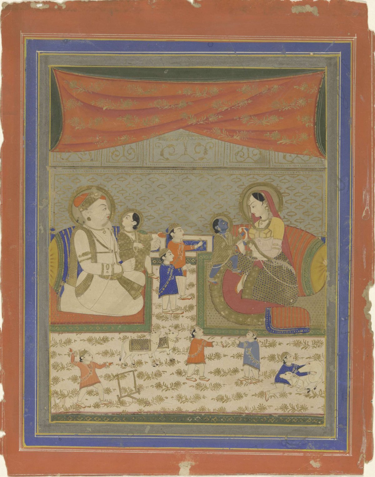 Nanda en Yasoda met Krishna en Balarama, anonymous, c. 1800