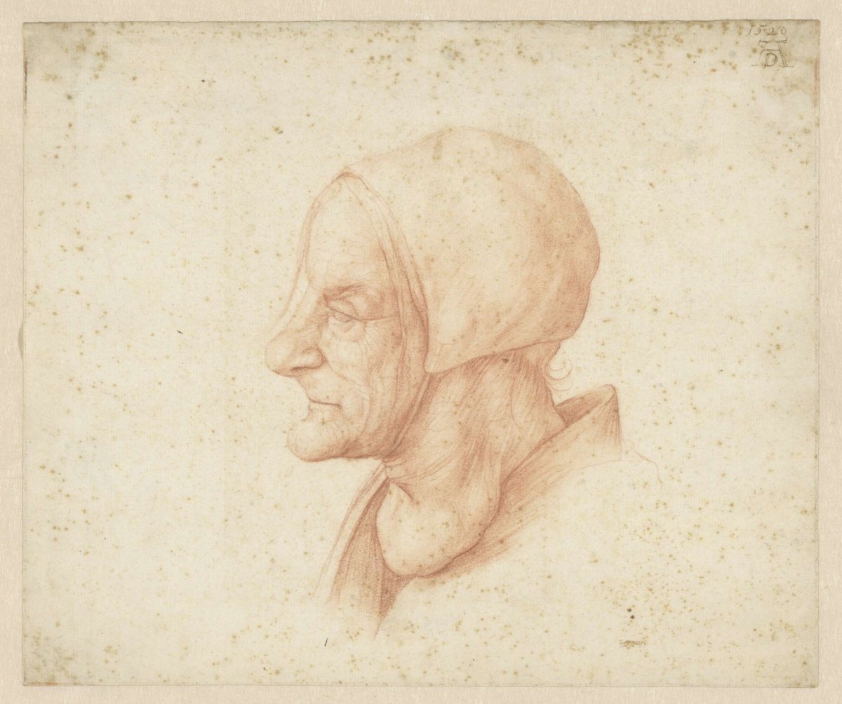 Head of an old woman with a goiter, anonymous, 1600 - 1699