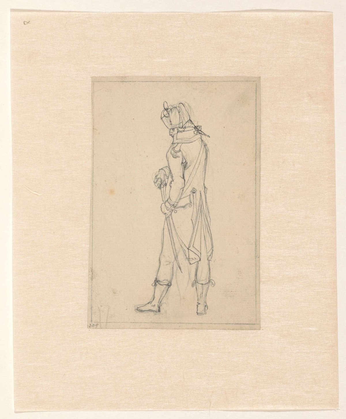 Standing soldier, viewed obliquely from the back, Dirk Langendijk, 1758 - 1805