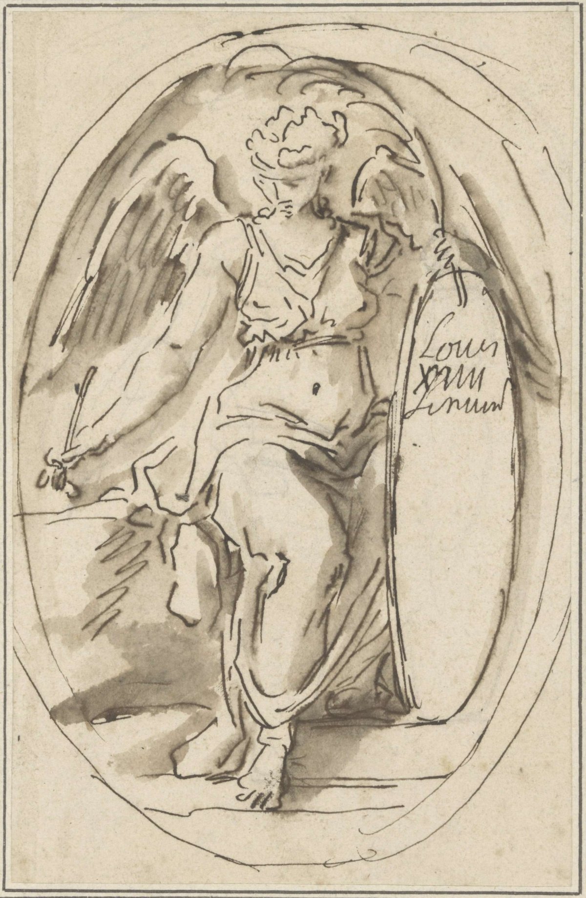 Schrijvende engel, anonymous, 1770 - 1799