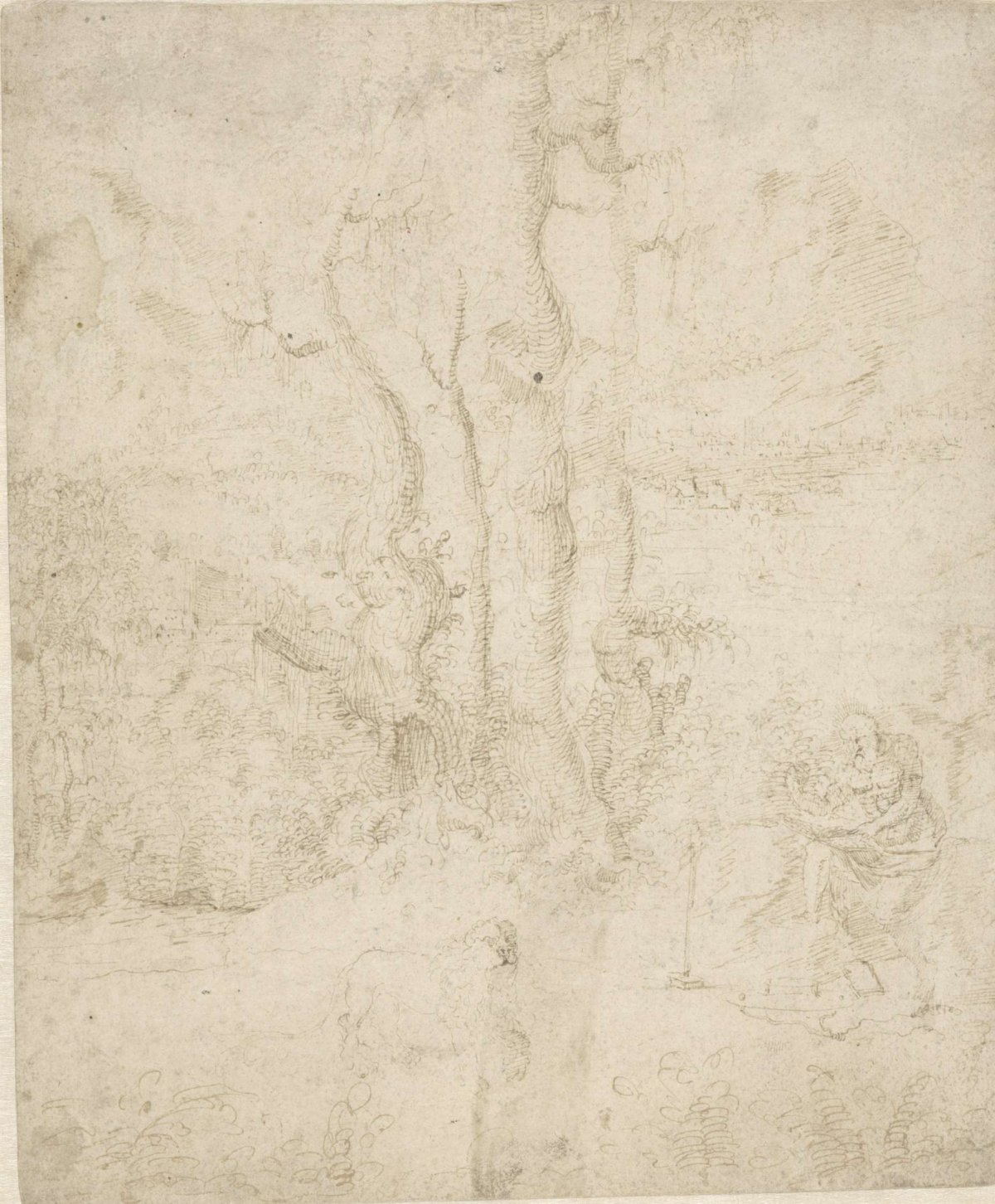Saint Jerome in a landscape, anonymous, 1500 - 1599