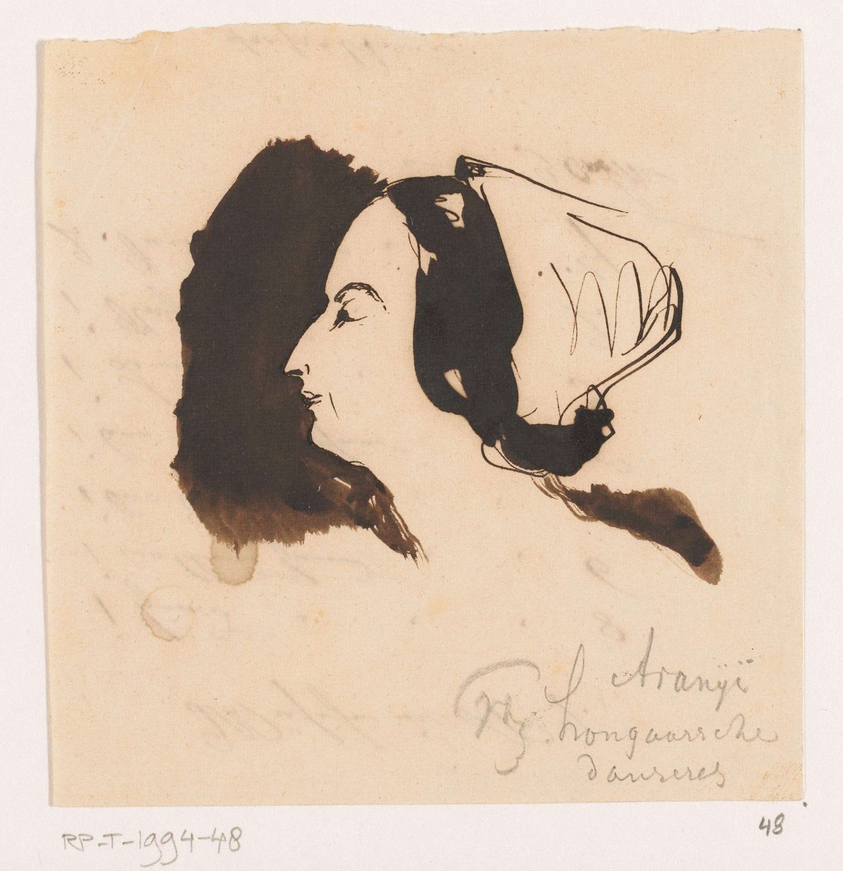 Female head, in profile to the left, Johannes Tavenraat, 1819 - 1881