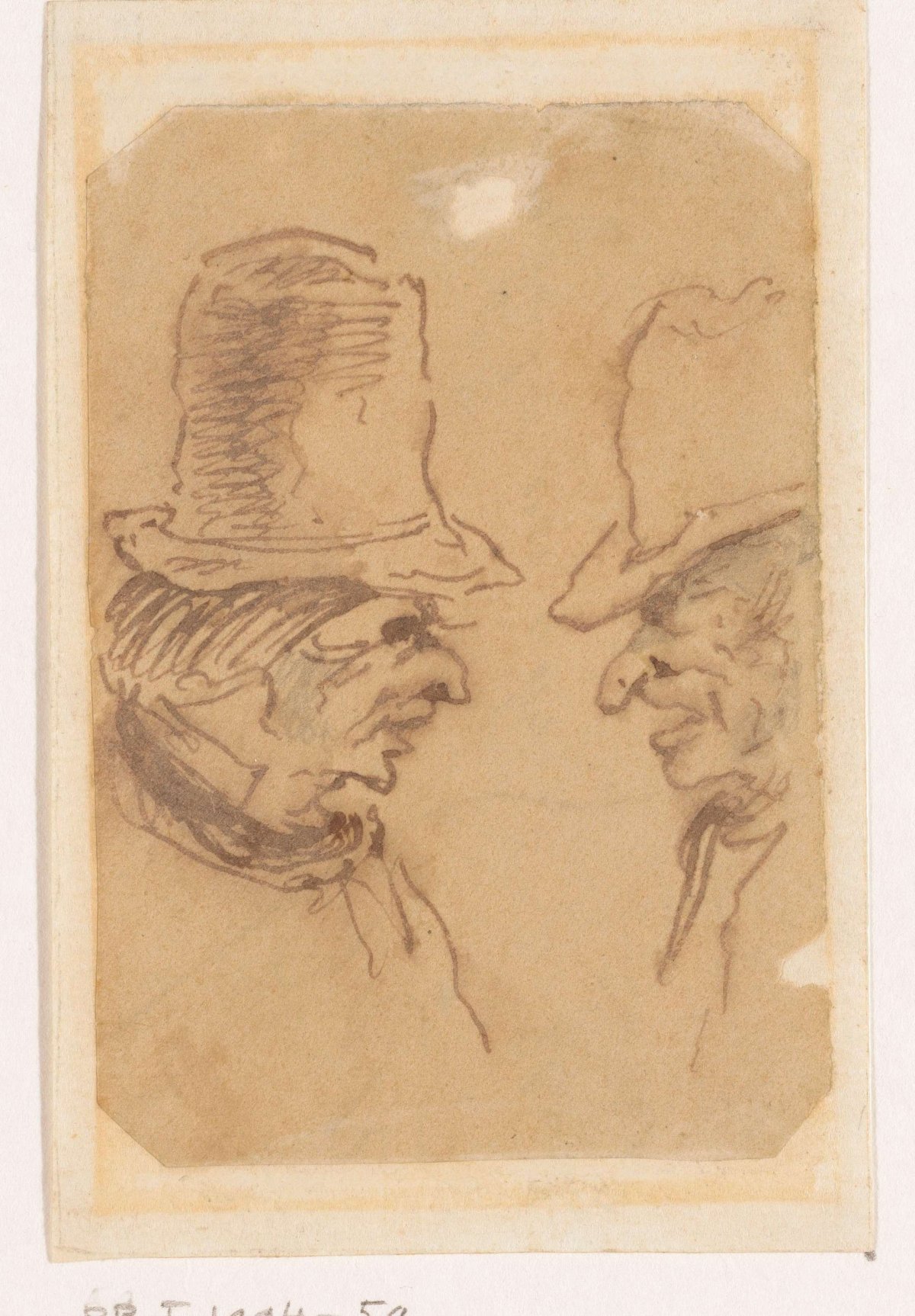 Two men in top hats, in conversation, Johannes Tavenraat, 1819 - 1881