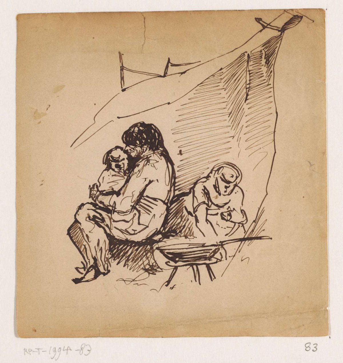 Mother with child and wife, Johannes Tavenraat, 1819 - 1881