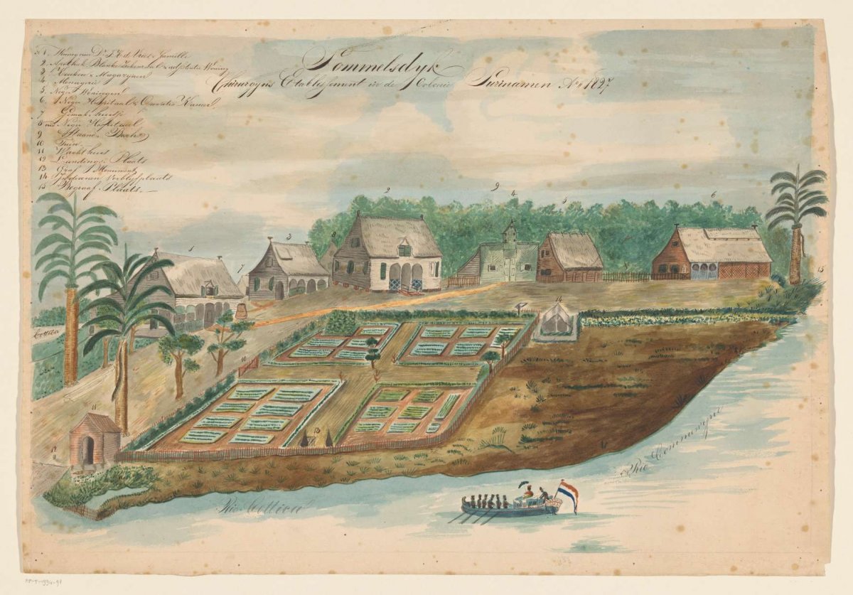 View of Sommelsdijk in Suriname, Bienfait, 1827