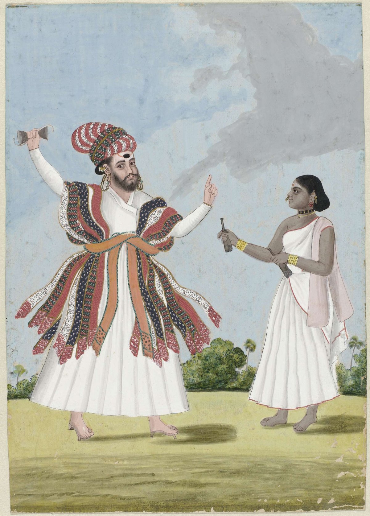 Soothsayer and his wife stand in a landscape, anonymous, 1790 - 1810
