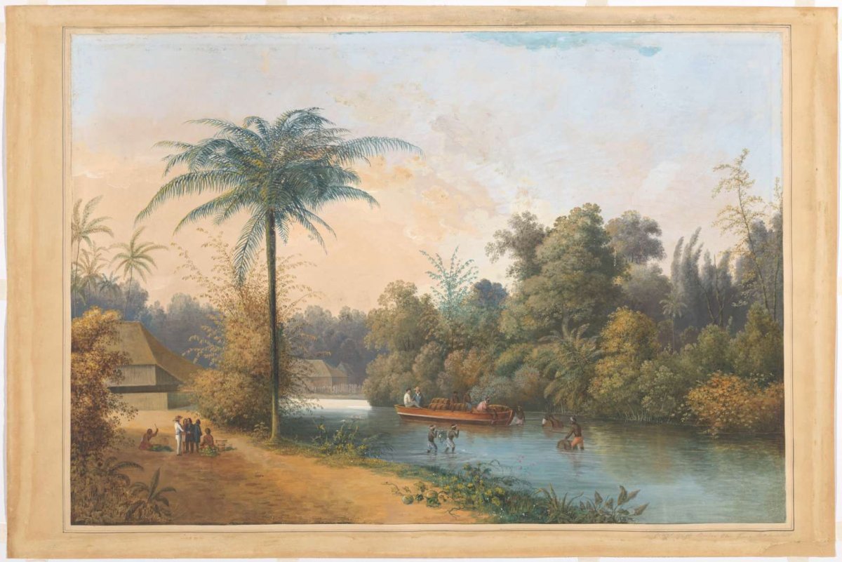 Waterfall at Tjieroek Betong Java, Charles William Meredith van de Velde, 1838 - 1898