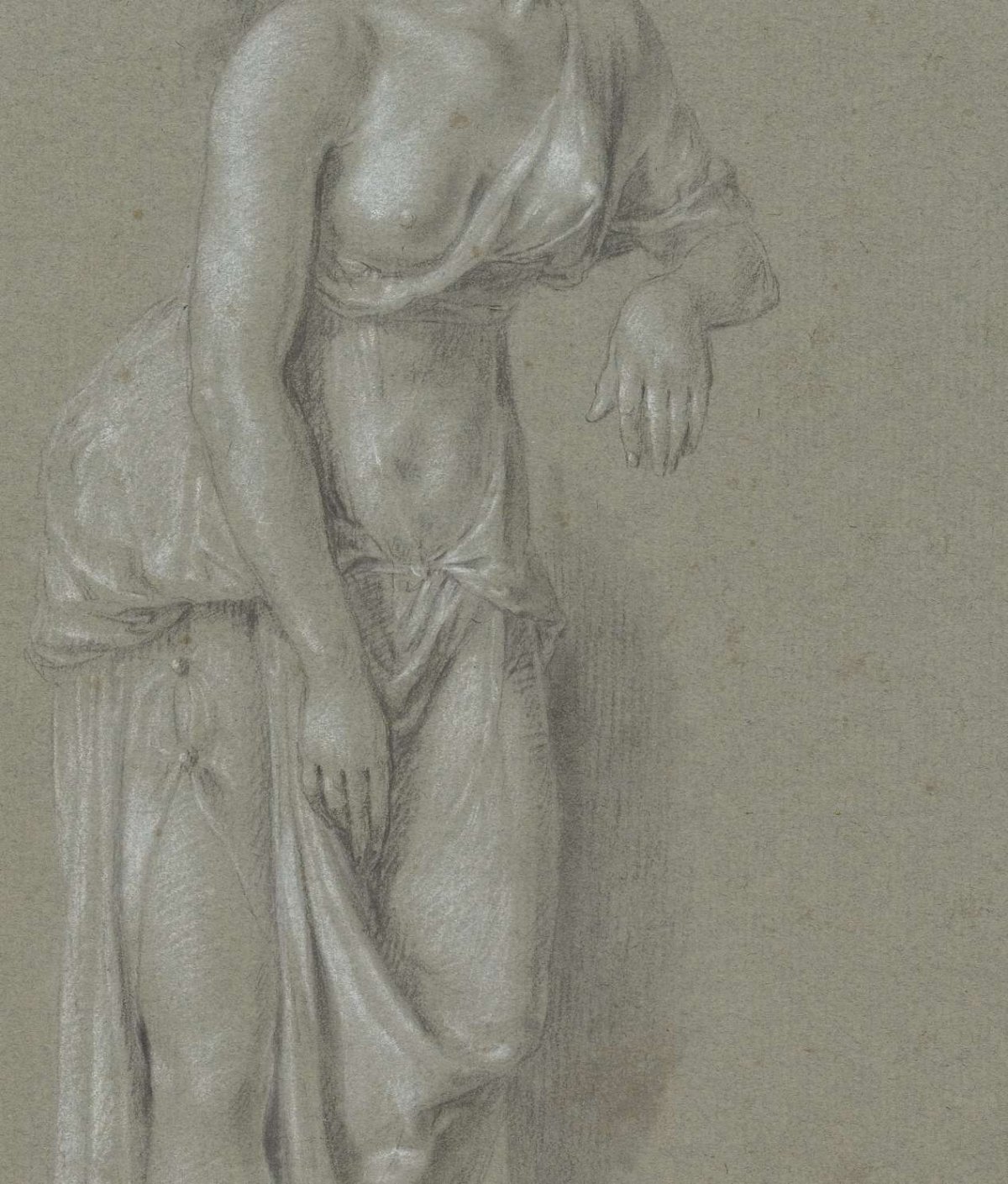 Figure study of a woman in a classical robe, standing three-quarters to the right, Hendrik Hoogers, 1796