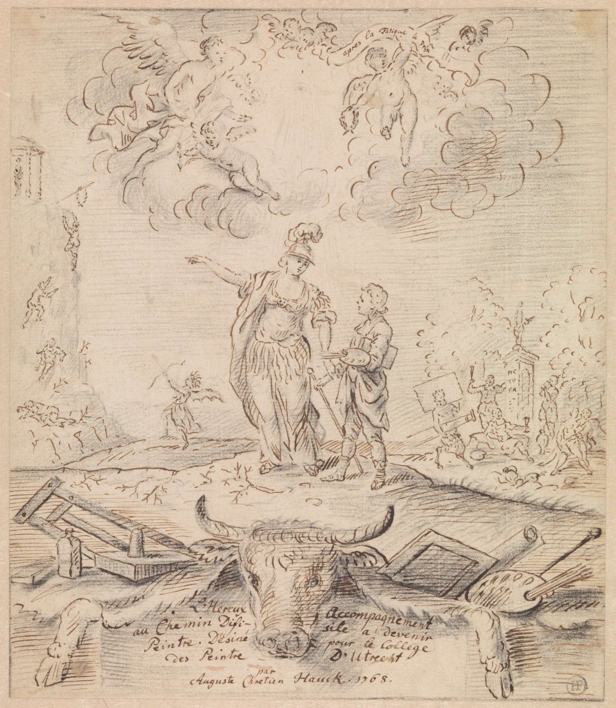 Allegory of painter's training, August Christian Hauck, 1768