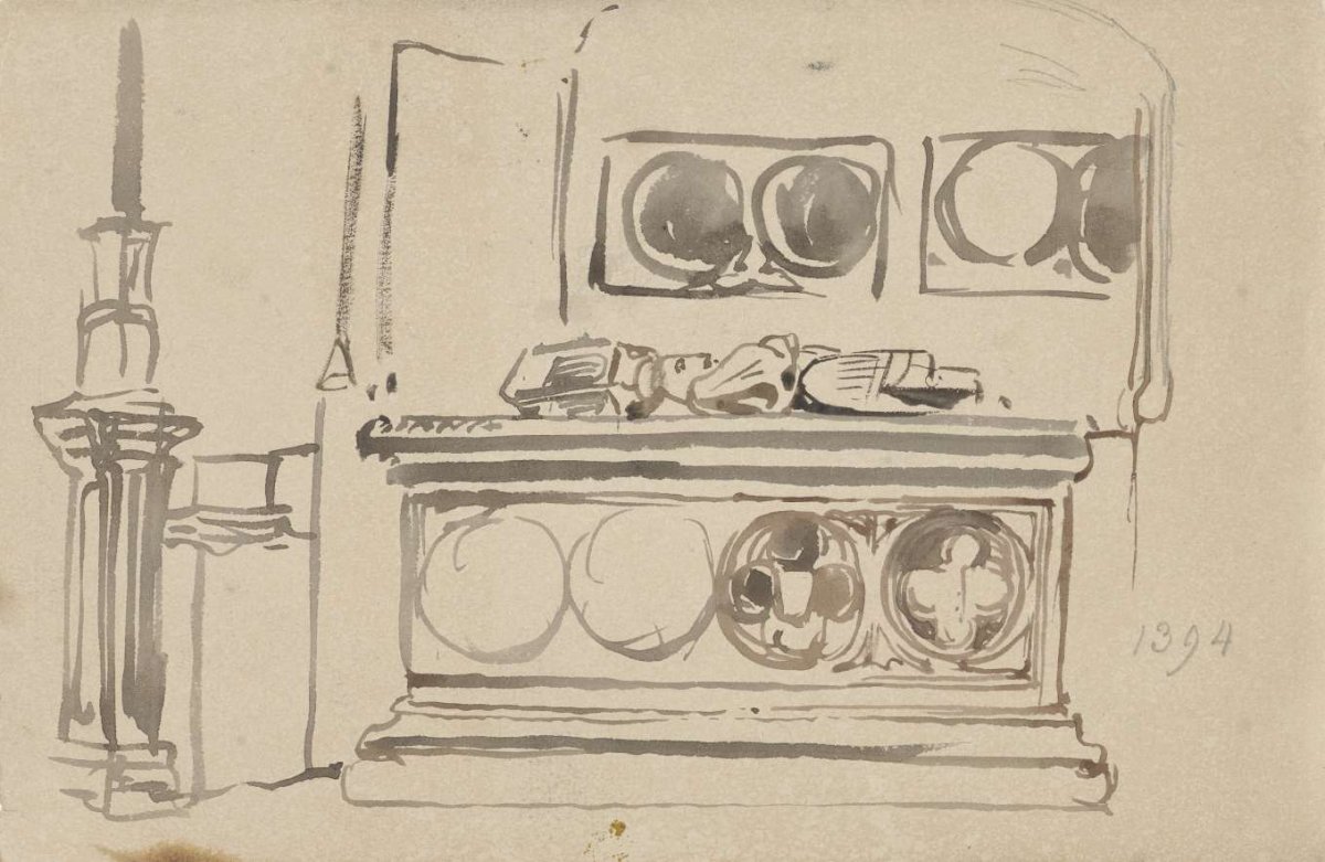 Sketch of a grave monument, Johannes Bosboom, 1827 - 1891