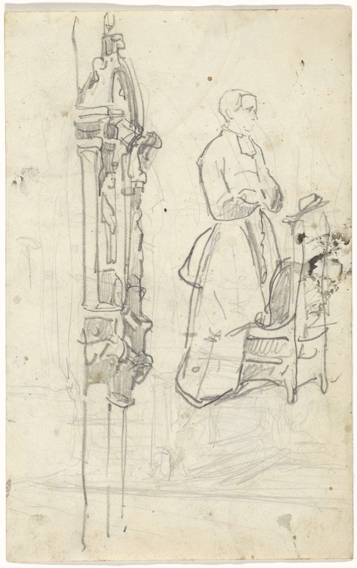 Studies of an epitaph and a clergyman, Johannes Bosboom, 1827 - 1891