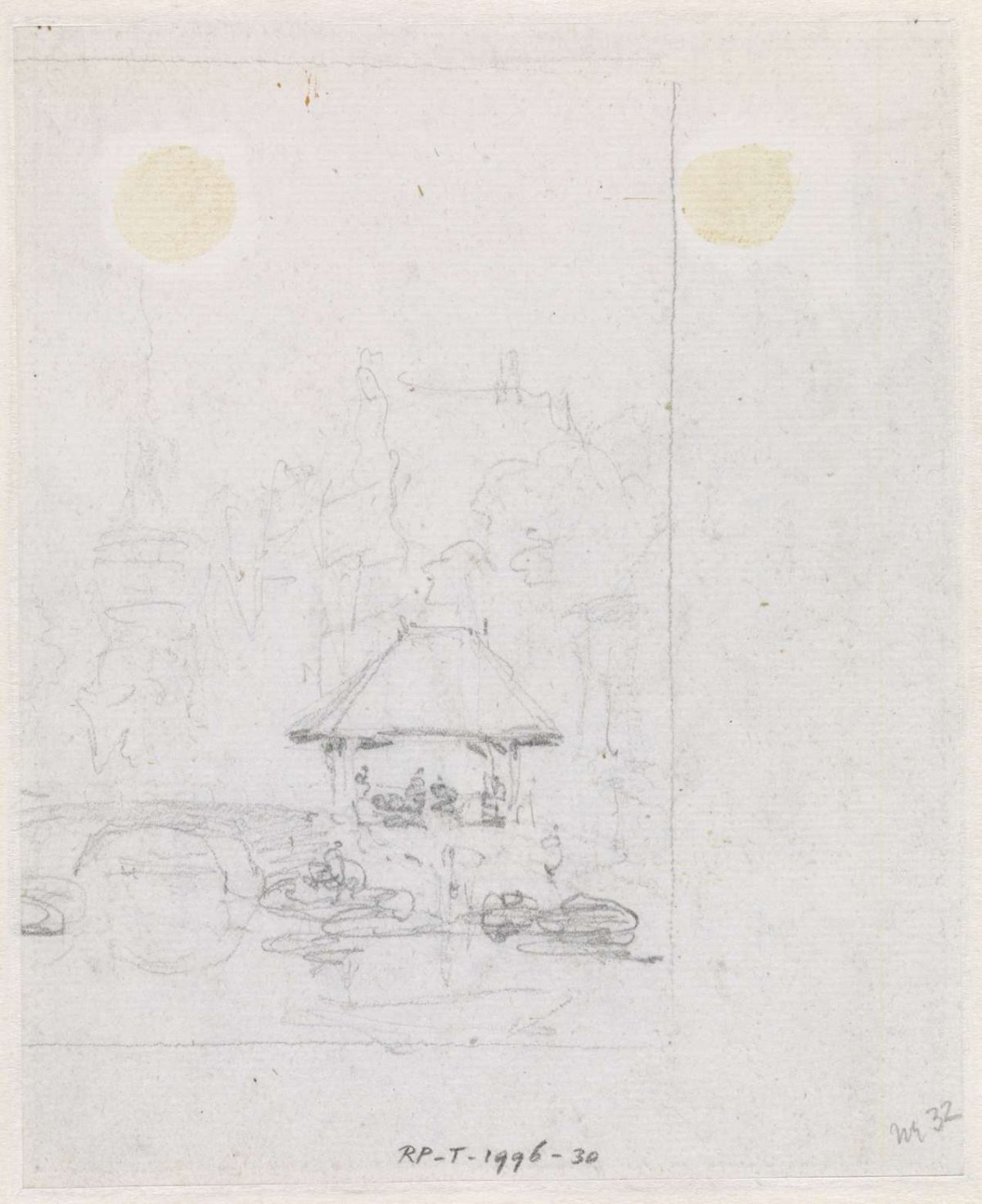 Scribble of a landscape, Adrianus Eversen, 1828 - 1897