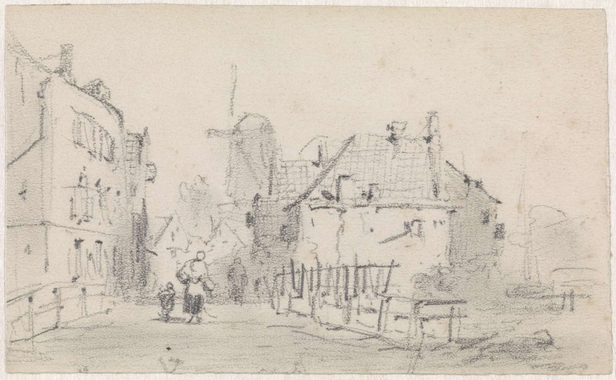 View of a town, Adrianus Eversen, 1828 - 1897