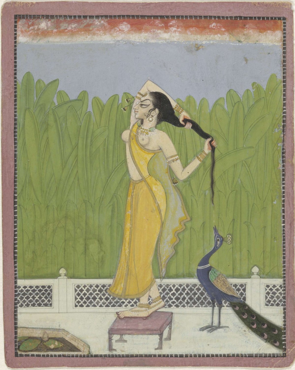 A woman drying her hair, anonymous, 1790 - 1810