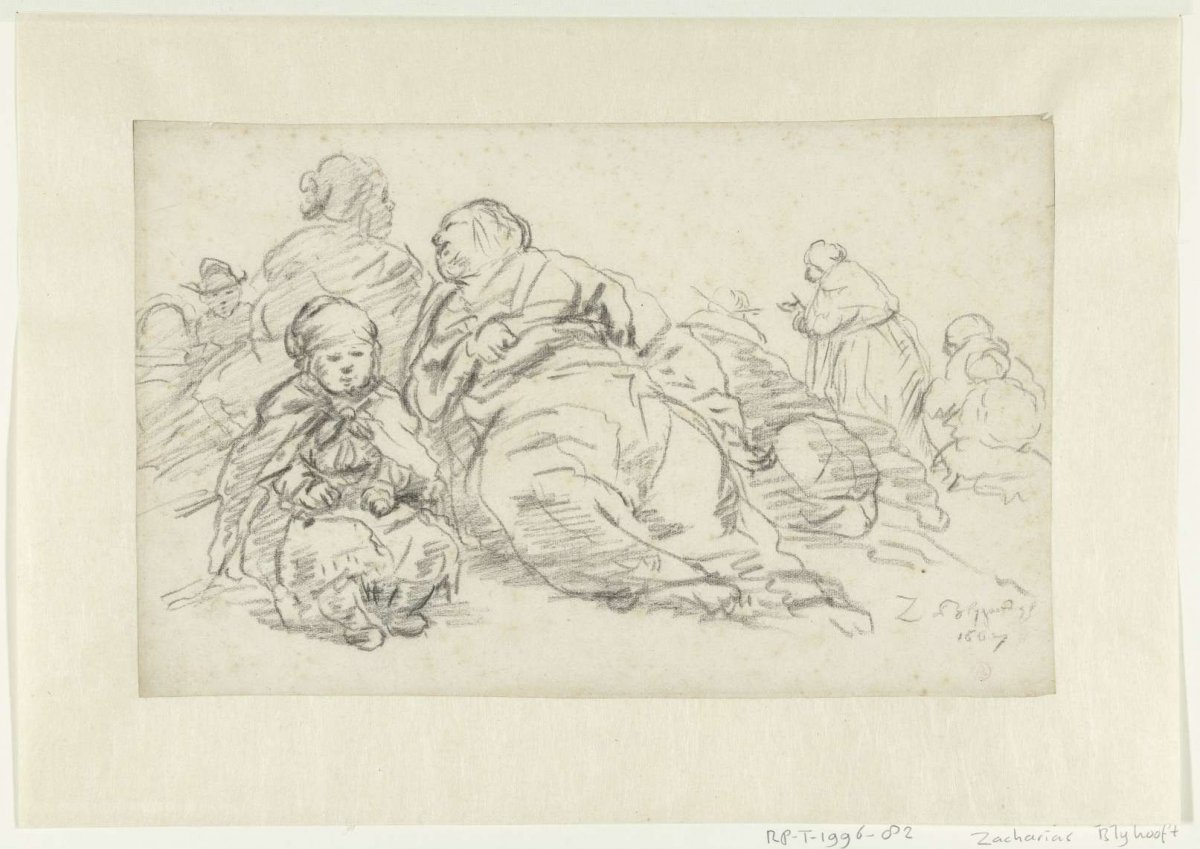 Resting women and children, Zacharias Blijhooft, 1667