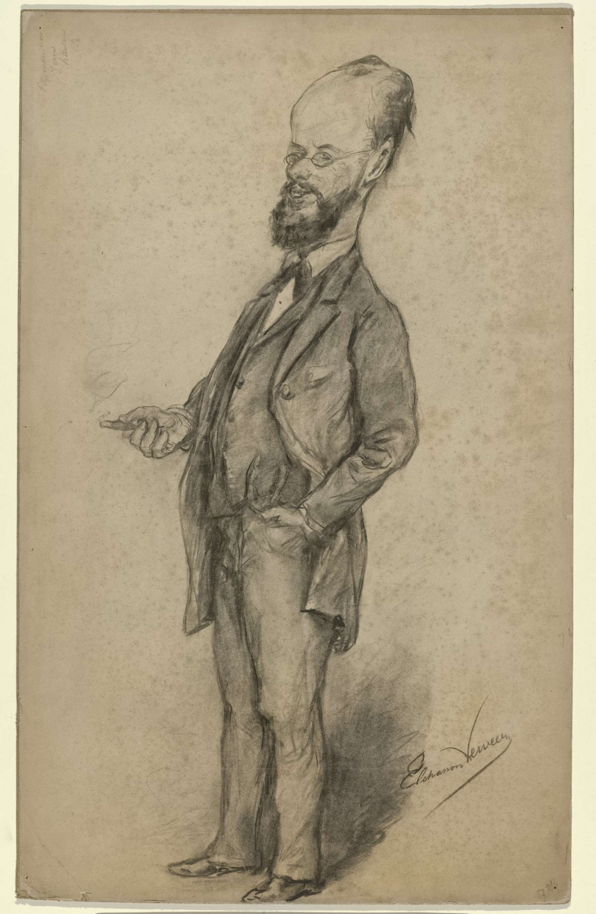 Caricature portrait of Johannes Didericus Doorman, Elchanon Verveer, 1836 - 1899
