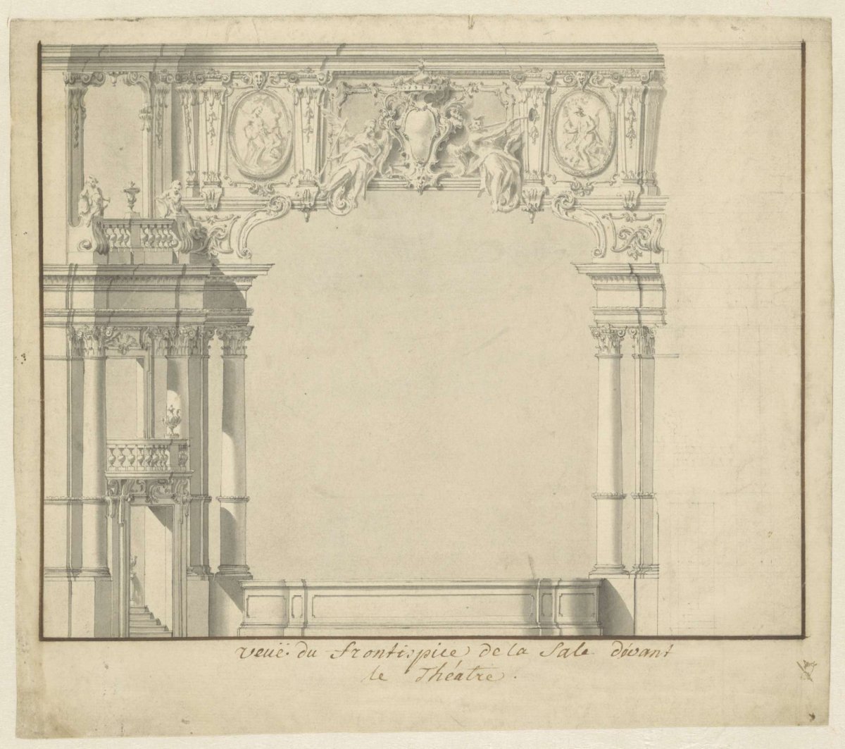 Design for the proscenium in the Hofoper, Mannheim, Alessandro Galli Bibiena, 1697 - 1769