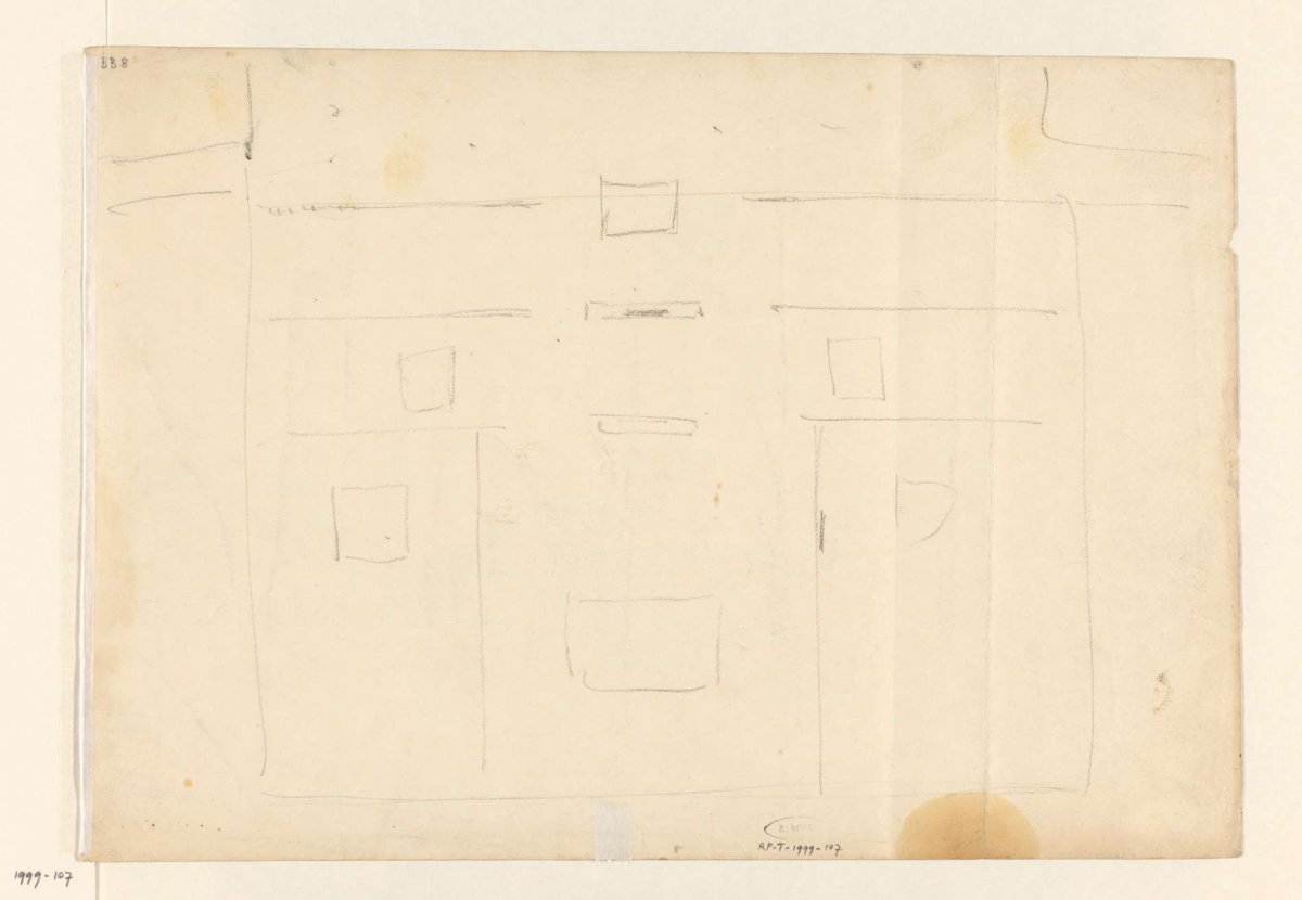 Geometric arrangement of cubes and lines, Adrianus Johannes Bik, c. 1816 - c. 1846