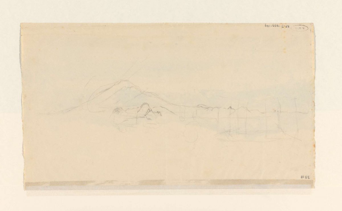 Sketch of a mountain landscape, Adrianus Johannes Bik, c. 1816 - c. 1846