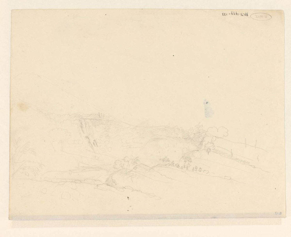 Berglandschap, Java, Adrianus Johannes Bik, c. 1816 - 1846