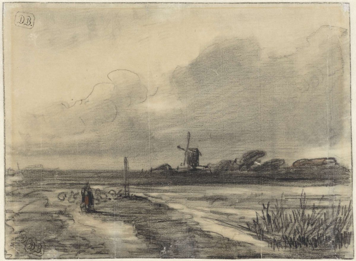 Landscape with draft canal, Johannes Franciscus Hoppenbrouwers, 1829 - 1866