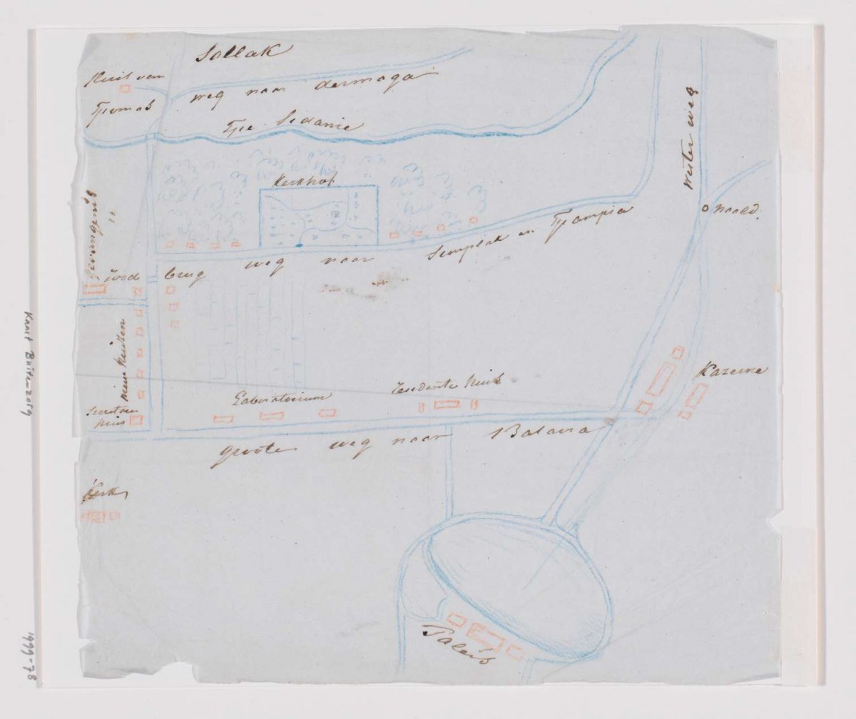 Topographic sketch map of Buitenzorg (Bogor), West Java, Adrianus Johannes Bik, c. 1816 - c. 1846