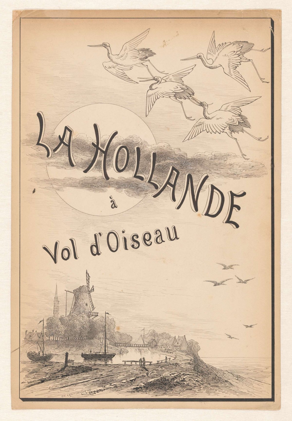 Design for the binding of H. Havard, La Hollande à Vol d' Oiseau, Paris 1881, Charles Kreutzberger, c. 1870 - c. 1881