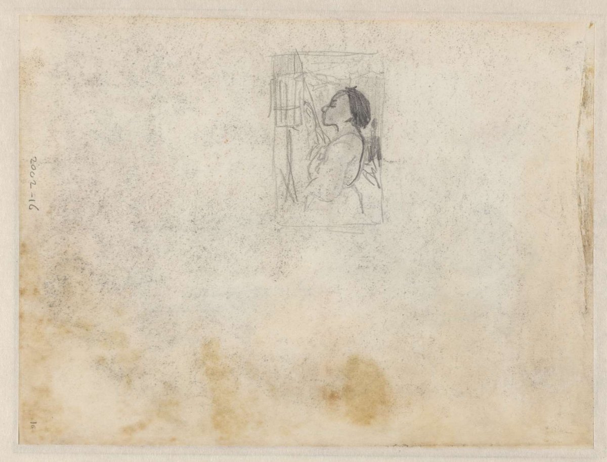 Sketch of a girl at a birdcage, Matthijs Maris, after 1849 - before 1917